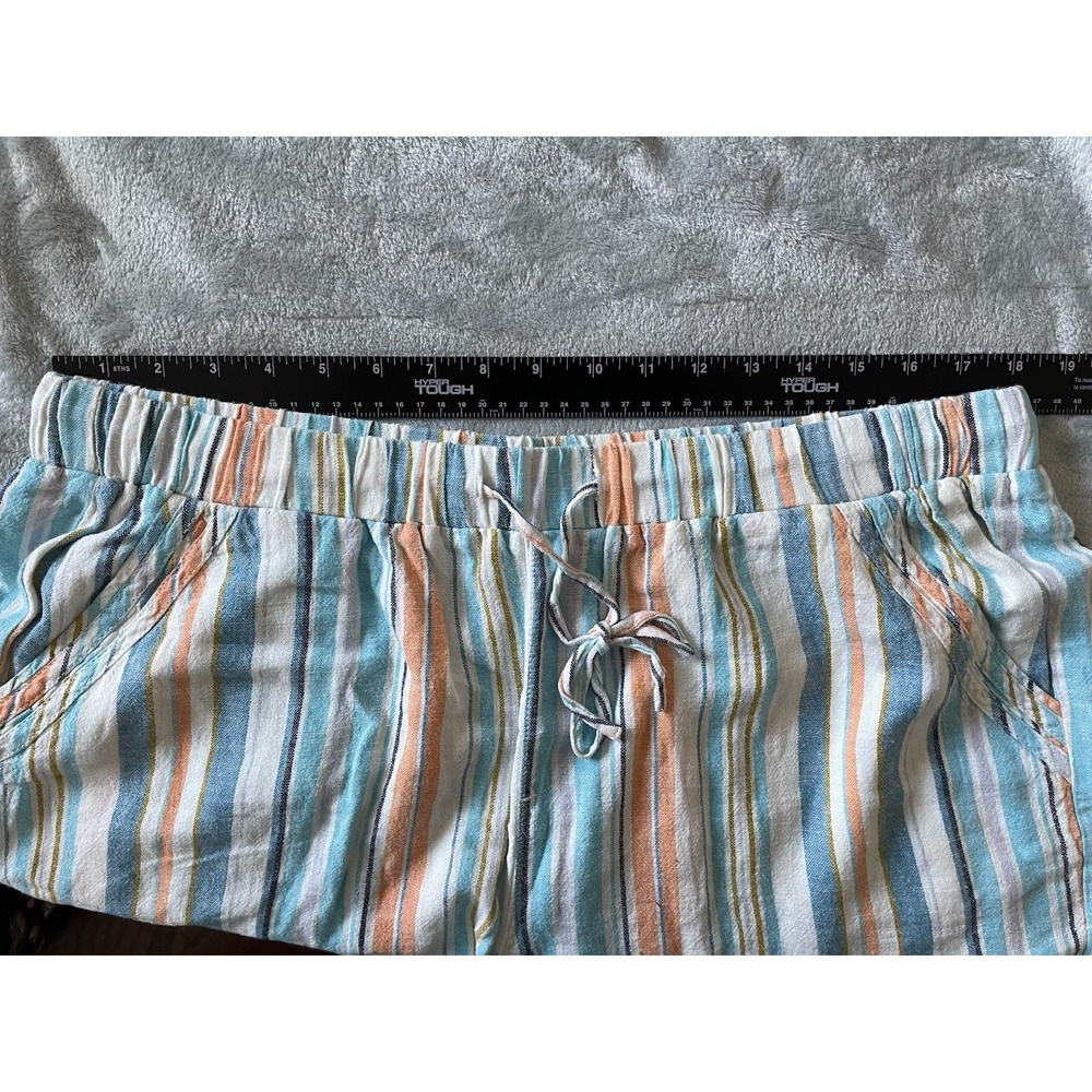 Briggs Women's XL Linen Blend Pull-On Shorts Coastal Stripe Boho Comfort Beach - Picture 9 of 10